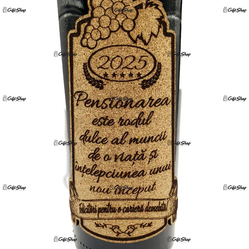 Pensionare, felicitari pentru o cariera deosebita, vin rosu cabernet sauvignon, demisec, 750ml, 13.5% alcool